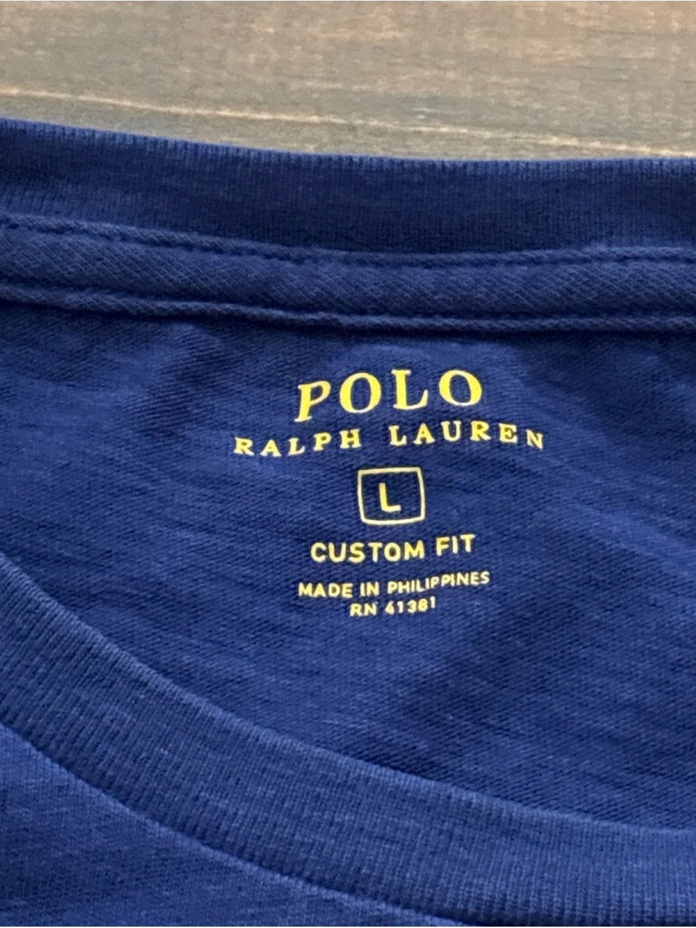 Polo Ralph Lauren Shirt Men’s L Blue Custom Fit Polo Logo Spellout Tee - Picture 3 of 5